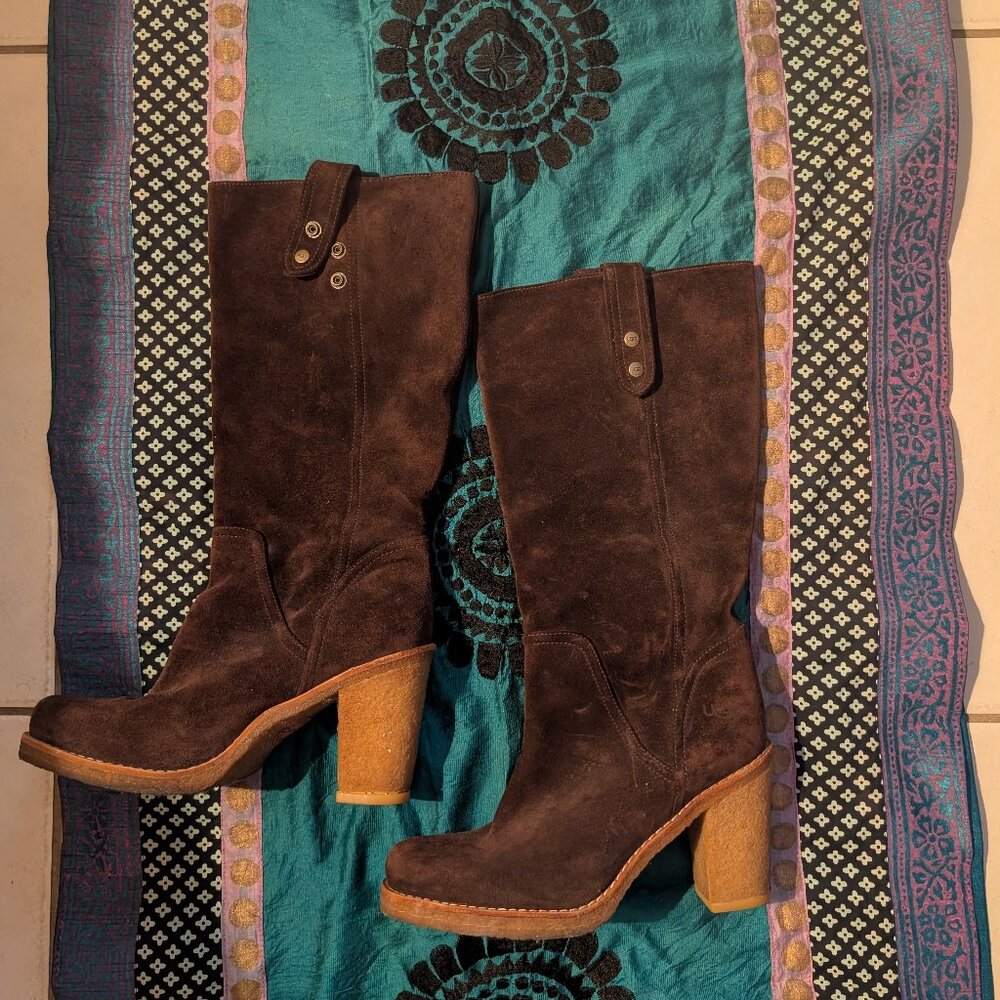🤎 UGG JOSIE BROWN SUEDE BOOTS 🤎